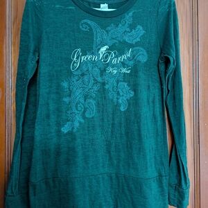Long sleeve Green Parrot Key West ladies M  tee